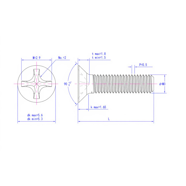Гвинт SJH М3х25 (DIN 965) з потайною головкою, чорний