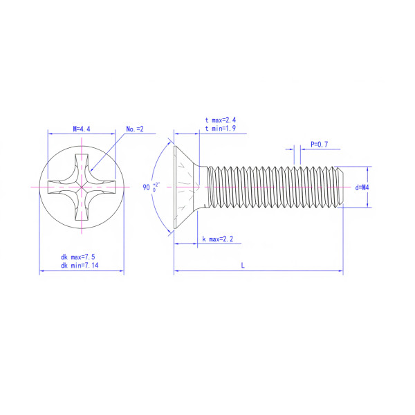 Гвинт SJH М4х20 (DIN 965) з потайною головкою, чорний
