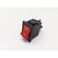 Переключатель клавишный KCD1-201N-4, с подсветкой, 2 группы, ON-OFF, 4 pin, 6A 250VAC/10A 125VAC, красный