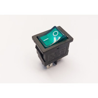 Переключатель клавишный KCD1-201N-4, с подсветкой, 2 группы, ON-OFF, 4 pin, 6A 250VAC/10A 125VAC, зеленый