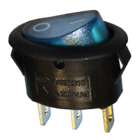 Переключатель клавишный KCD1-101N-9 овальный с подсветкой ON-OFF 3pin синий