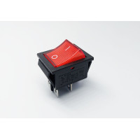 Переключатель клавишный KCD2-201N, с подсветкой, 2 группы, ON-OFF, 4 pin, 16A 250VAC, красный
