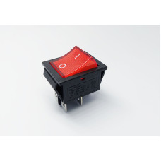 Переключатель клавишный KCD2-201N, с подсветкой, 2 группы, ON-OFF, 4 pin, 16A 250VAC, красный
