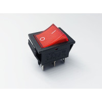 Переключатель клавишный KCD2-202N, с подсветкой, 2 группы, ON-ON, 6 pin, 16A 250VAC, красный