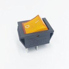 Перемикач клавішний KCD2-201N, з підсвіткою, 2 групи, ON-OFF, 4 pin, 16A 250VAC, жовтий