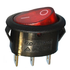 Переключатель клавишный KCD1-101N-9 овальный с подсветкой ON-OFF 3pin красный
