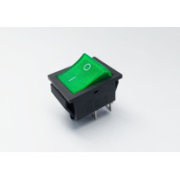 Переключатель клавишный IRS-201-1C, с подсветкой, 2 группы, ON-OFF, 4 pin, 16A 250VAC, зеленый