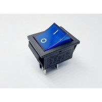 Переключатель клавишный KCD2-201N, с подсветкой, 2 группы, ON-OFF, 4 pin, 16A 250VAC, синий