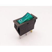 Перемикач клавішний KСD3-101N, з підсвіткою, 1 група, ON-OFF, 3 pin, 15A 250VAC, зелений
