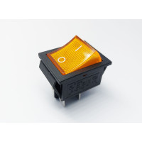 Переключатель клавишный KCD2-201N, с подсветкой, 2 группы, ON-OFF, 4 pin, 16A 250VAC, желтый
