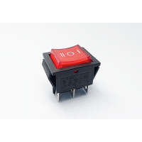 Переключатель клавишный KCD2-203N, с подсветкой, 2 группы, ON-OFF-ON, 6 pin, 16A 250VAC, красный