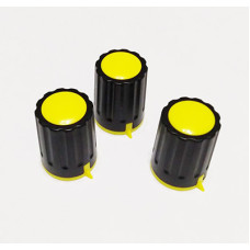 Ручка для змінного резистора R-04 чорна/жовта (D=15мм H=21мм), з покажчиком