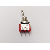 Тумблер MTS-102, 1х2 (3с), 13x7x9,5mm ЧЕРВОНИЙ, 1 група, 2 положення, ON-ON, SPDT, 3 pin, 2A 250VAC